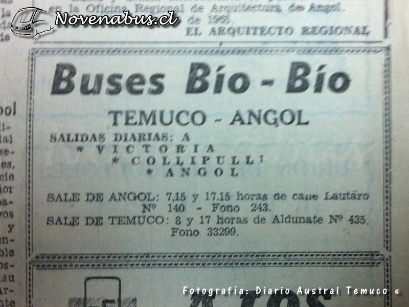 Aviso Publicitario Buses Bio Bio / Años 60